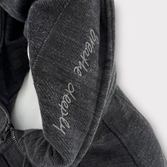 LULULEMON Scuba Hoodie Heathered Grey Black Fleece Lined Thumbholes Size 4 - Picture 8 of 9